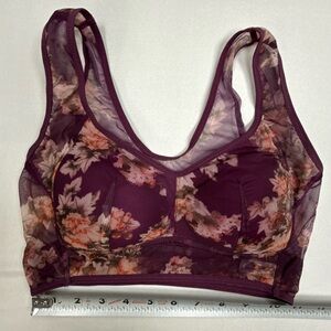 Floral Mesh Bralette in Plum - Supportive Everyday Comfort